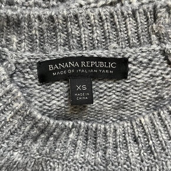 Banana Republic Italian Yarn Gray Ribbed Textured Crewneck Wool Blend Sweater XS - Picture 6 of 11